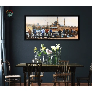 Galata Köprüsünde Balık Tutan İnsanlar 60x140 cm