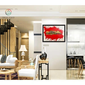 İstanbul Tarihi Yarımada Kırmızı Modern Tablo 65x80 cm