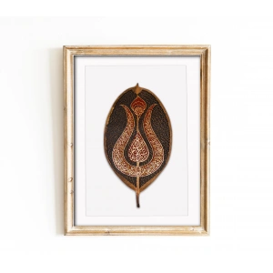 Lale Motifli Tezhip Sanatı Süslemeli Kauçuk Yaprağı 20x35 cm
