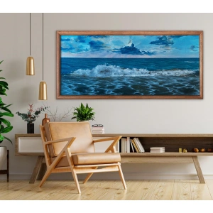 Okyanus Dalgaları Mavi Kanvas Tablo 60x140 cm