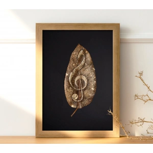 Sol Anahtarı Yaprak Sanatı Hediyelik Ev Dekoru 17x30 cm