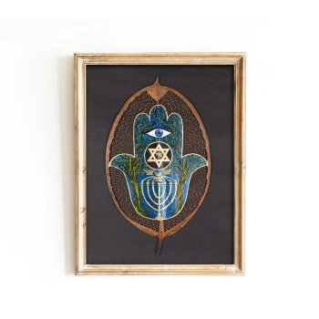 Hamsa Fatmanın Eli Yaprak Sanatı 20x28 cm