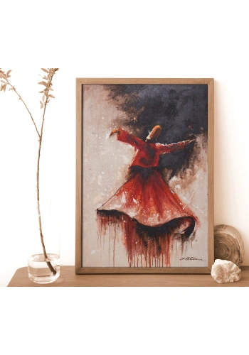 Kırmızı Semazen Yağlıboya Tablo 60x90cm