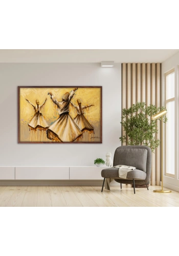 Üç Semazen Kanvas Tablo 80x120cm