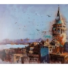 Galata Kulesi İstanbul Yağlı Boya Tablo 70x140 cm