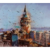 Galata Kulesi İstanbul Yağlı Boya Tablo 70x140 cm