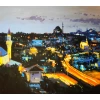 İstanbul Dece Vakti Boğaz Manzarası Yağlı Boya Tablo 60x140 cm