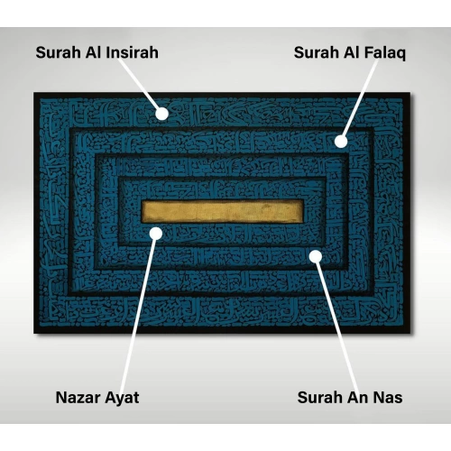 Surahs Falaq Insirah Nas Nazar Ayat 3d Modern Islamic Calligraphy Canvas Art
