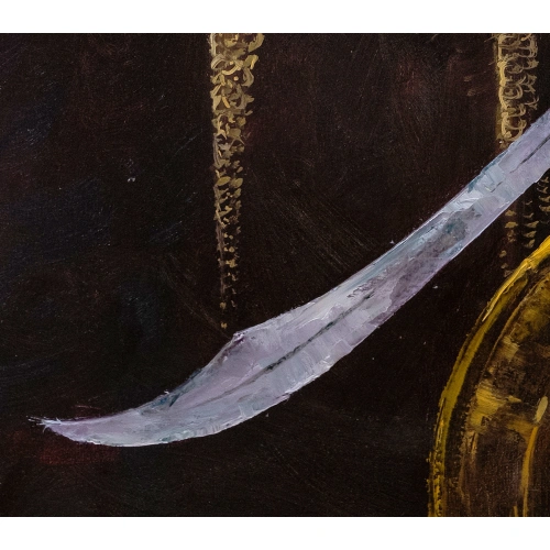 Alp Arslanın Zırhı Miğferi ve Kılıcı Yağlı Boya Tablo 70x100 cm