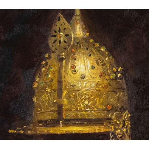 Alp Arslanın Zırhı Miğferi ve Kılıcı Yağlı Boya Tablo 70x100 cm