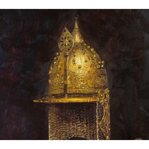 Alp Arslanın Zırhı Miğferi ve Kılıcı Yağlı Boya Tablo 70x100 cm