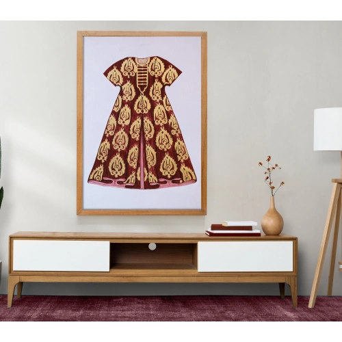 Altın İşlemeli Kırmızı Osmanlı Kaftanı 100x130 cm