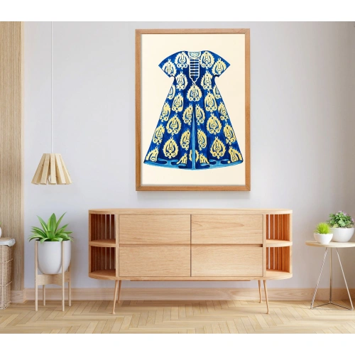 Altın İşlemeli Mavi Osmanlı Kaftanı 100x130cm