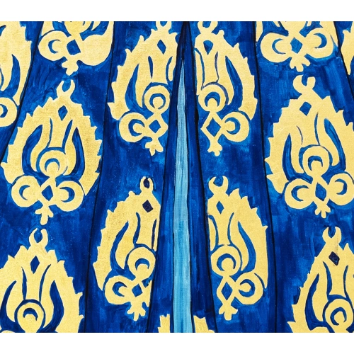 Altın İşlemeli Mavi Osmanlı Kaftanı 100x130cm