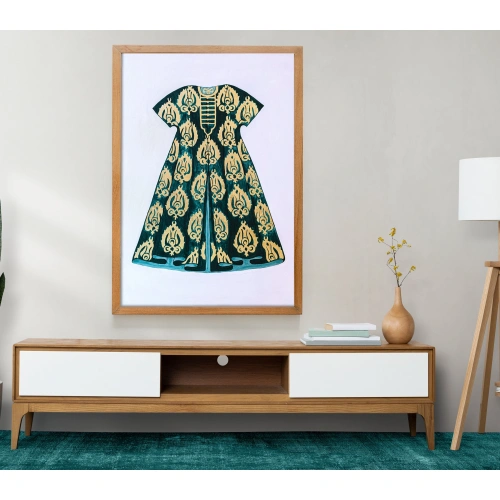 Altın İşlemeli Yeşil Osmanlı Kaftanı 100x130 cm