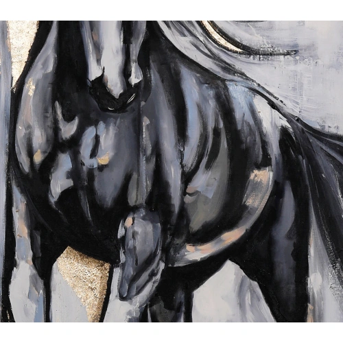Altın Varaklı Siyah At 80x120 cm