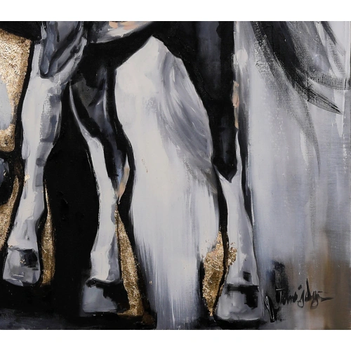 Altın Varaklı Siyah At 80x120 cm