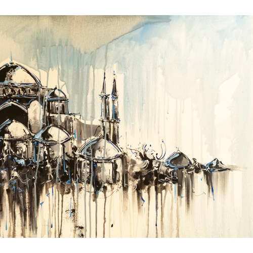 Aya Sofya Cami Mavi Kanvas Tablo 60x120 cm