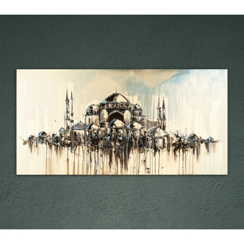 Aya Sofya Cami Mavi Kanvas Tablo 60x120 cm