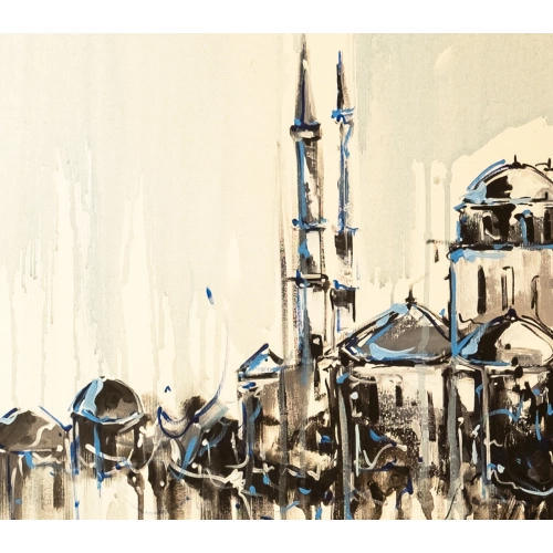 Aya Sofya Cami Mavi Kanvas Tablo 60x120 cm