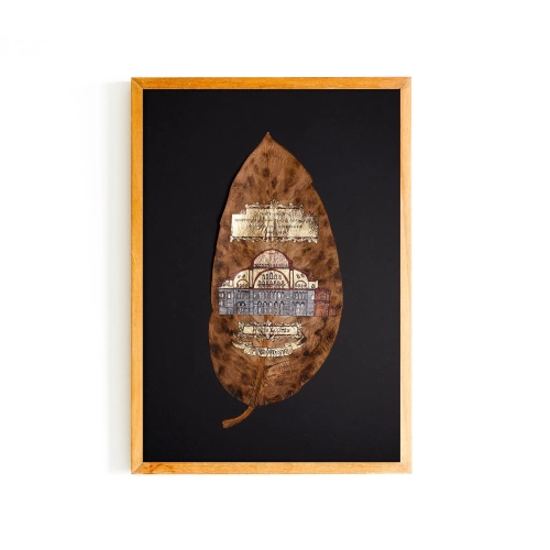 Ayasofya İstanbul Yaprak Üzerine Minyatür Sanatı 17x39 cm