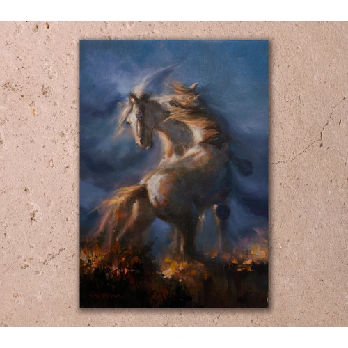 Beyaz Atlar Yağlıboya Kanvas Tablo 70x100cm