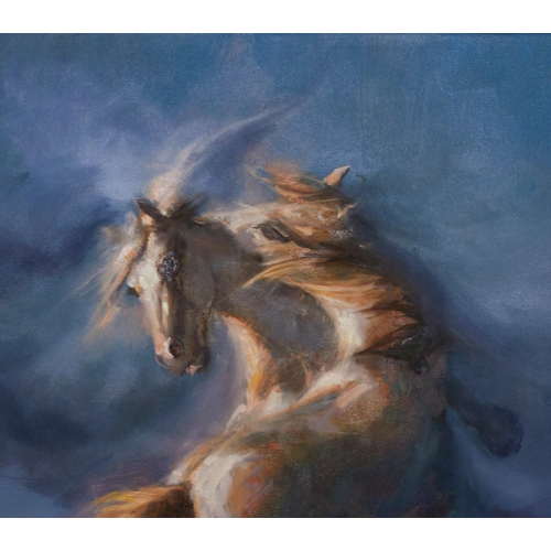 Beyaz Atlar Yağlıboya Kanvas Tablo 70x100cm