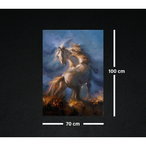 Beyaz Atlar Yağlıboya Kanvas Tablo 70x100cm