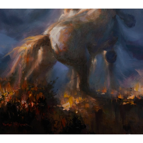 Beyaz Atlar Yağlıboya Kanvas Tablo 70x100cm