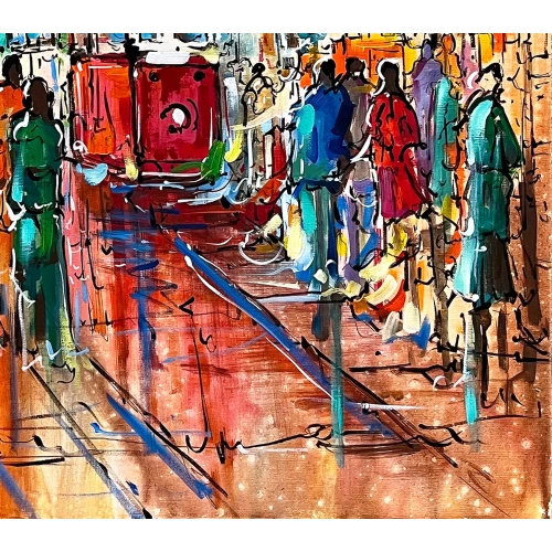 Beyoğlu İstiklal Caddesi Soyut Yağlı Boya Tablo 100x100 cm