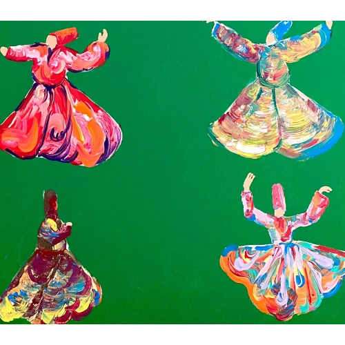 Dans Eden Semazenler Minimal Yeşil Tablo 65x117 cm