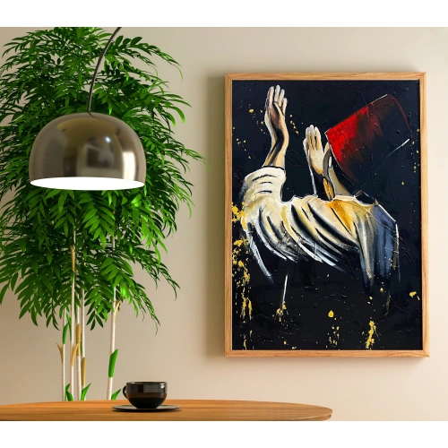 Dua Eden Derviş Siyah Kanvas Tablo 50x70 cm
