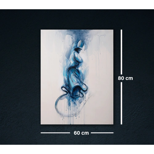 Dumanlı Semazen Figürü Mavi Kanvas Tablo 60x80 cm