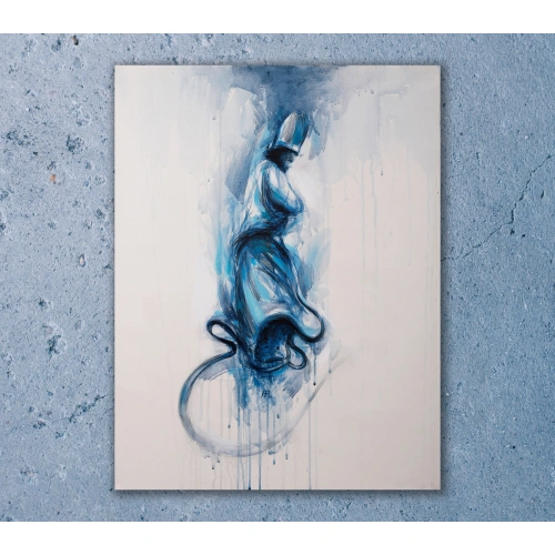 Dumanlı Semazen Figürü Mavi Kanvas Tablo 60x80 cm