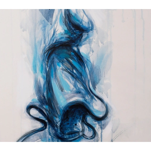 Dumanlı Semazen Figürü Mavi Kanvas Tablo 60x80 cm