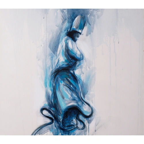 Dumanlı Semazen Figürü Mavi Kanvas Tablo 60x80 cm