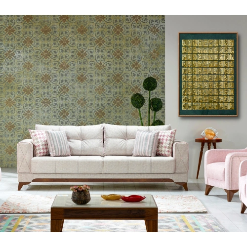 Esma Ül Hüsna Kufi Hat Tablo Yeşil 70x100 cm
