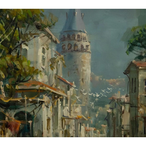 Galata Tower Istanbul Oil Painting