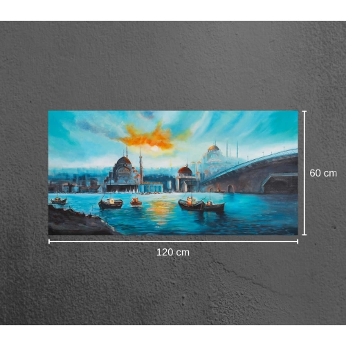 Haliç Galata Manzarası Yağlıboya Tablo 60x120 cm
