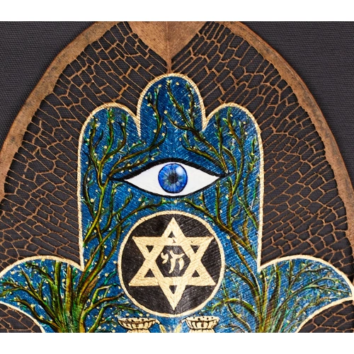 Hamsa Fatmanın Eli Yaprak Sanatı 20x28 cm