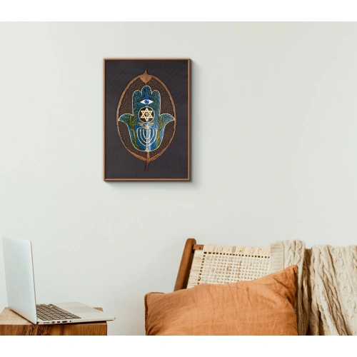 Hamsa Fatmanın Eli Yaprak Sanatı 20x28 cm