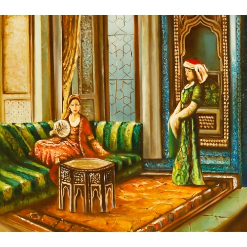 Hurrem Sultan and Concubines in Harem Painting 75X115