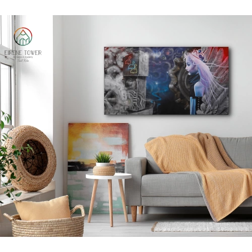 Kanatlı Kız Modern Kanvas Tablo 70x130cm