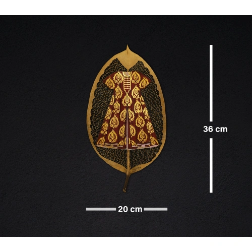 Kırmızı Osmanlı Kaftanı Yaprak Sanatı 20x36 cm