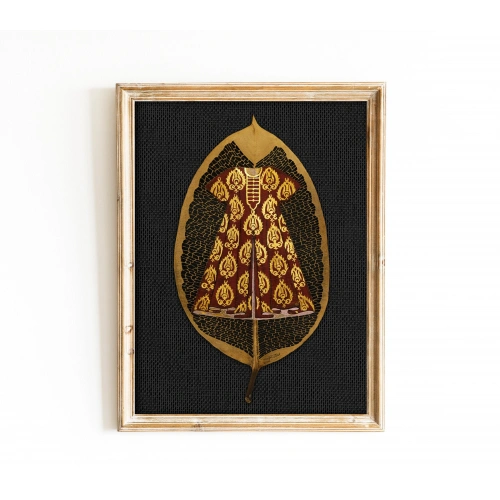 Kırmızı Osmanlı Kaftanı Yaprak Sanatı 20x36 cm