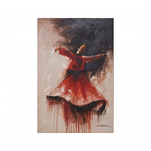 Kırmızı Semazen Yağlıboya Tablo 60x90cm