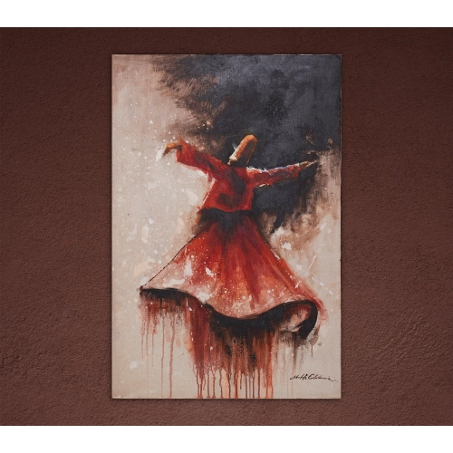 Kırmızı Semazen Yağlıboya Tablo 60x90cm