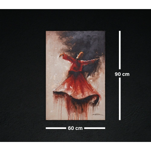 Kırmızı Semazen Yağlıboya Tablo 60x90cm