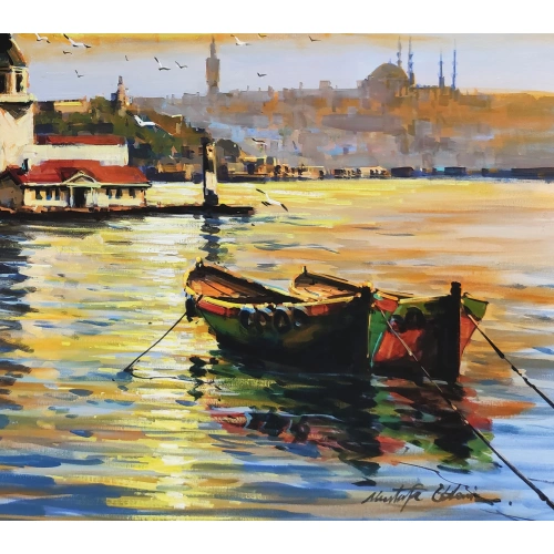 Kız Kulesi İstanbul Manzarası Kanvas Tablo 80x120 cm