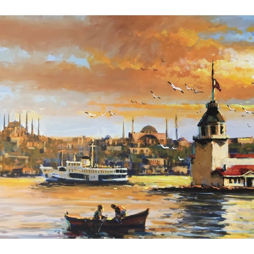 Kız Kulesi İstanbul Manzarası Kanvas Tablo 80x120 cm